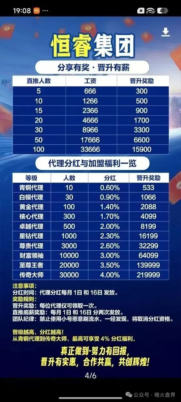 “恒睿集团”彩票跟单骗局，不过是一场披着高薪推广外衣的资金盘陷阱！