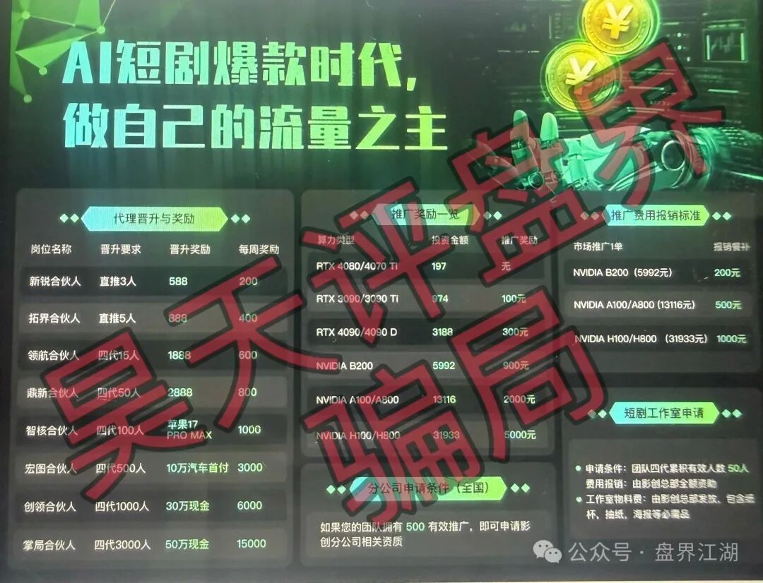 【Ai影创】又一个打着“短剧”噱头的分红类资金盘骗局，日收益高达1%，即将